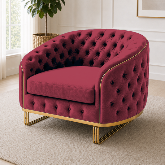 Umber 3+2+1 Sofa Set, 1 seater, red, detail view