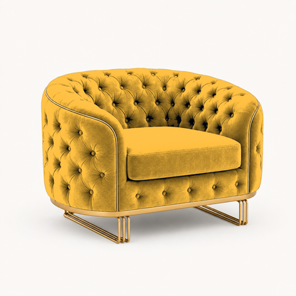 Umber 3+2+1 Sofa Set, 1 seater, yellow, studio view