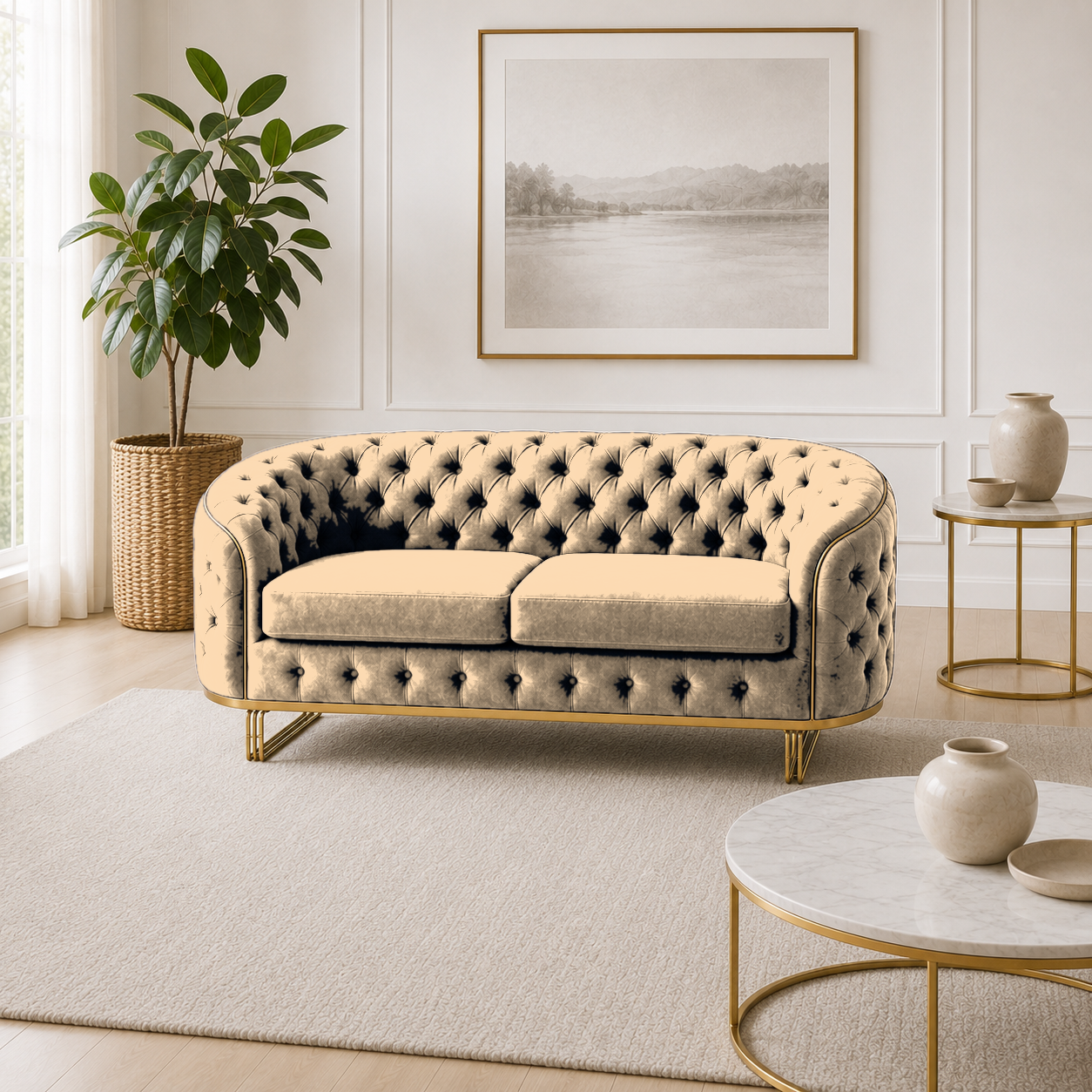Umber 3+2+1 Sofa Set, 2 seater, beige, room view