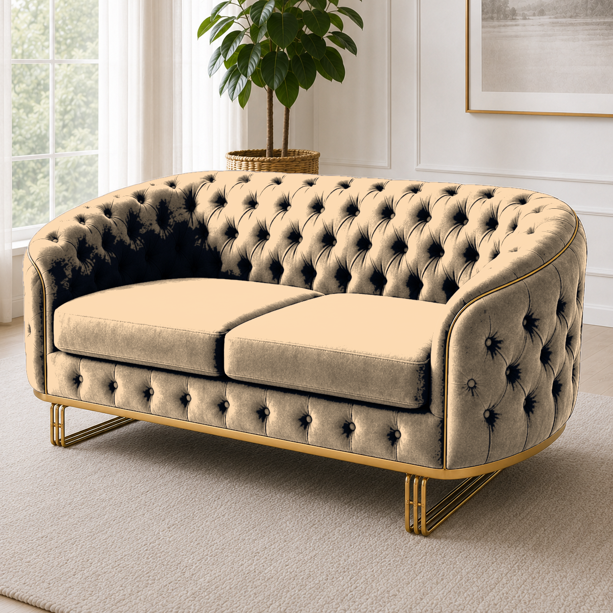 Umber 3+2+1 Sofa Set, 2 seater, beige, detail view