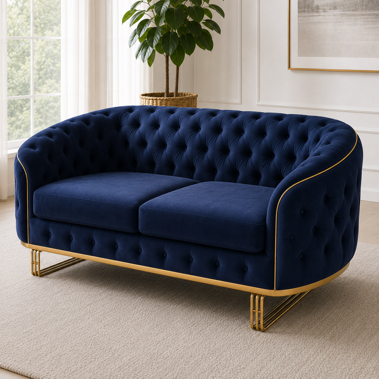 Umber 3+2+1 Sofa Set, 2 seater, blue, detail view