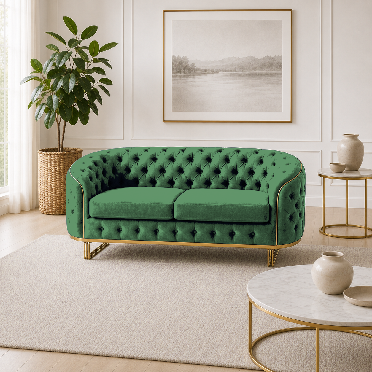 Umber 3+2+1 Sofa Set, 2 seater, green, room view