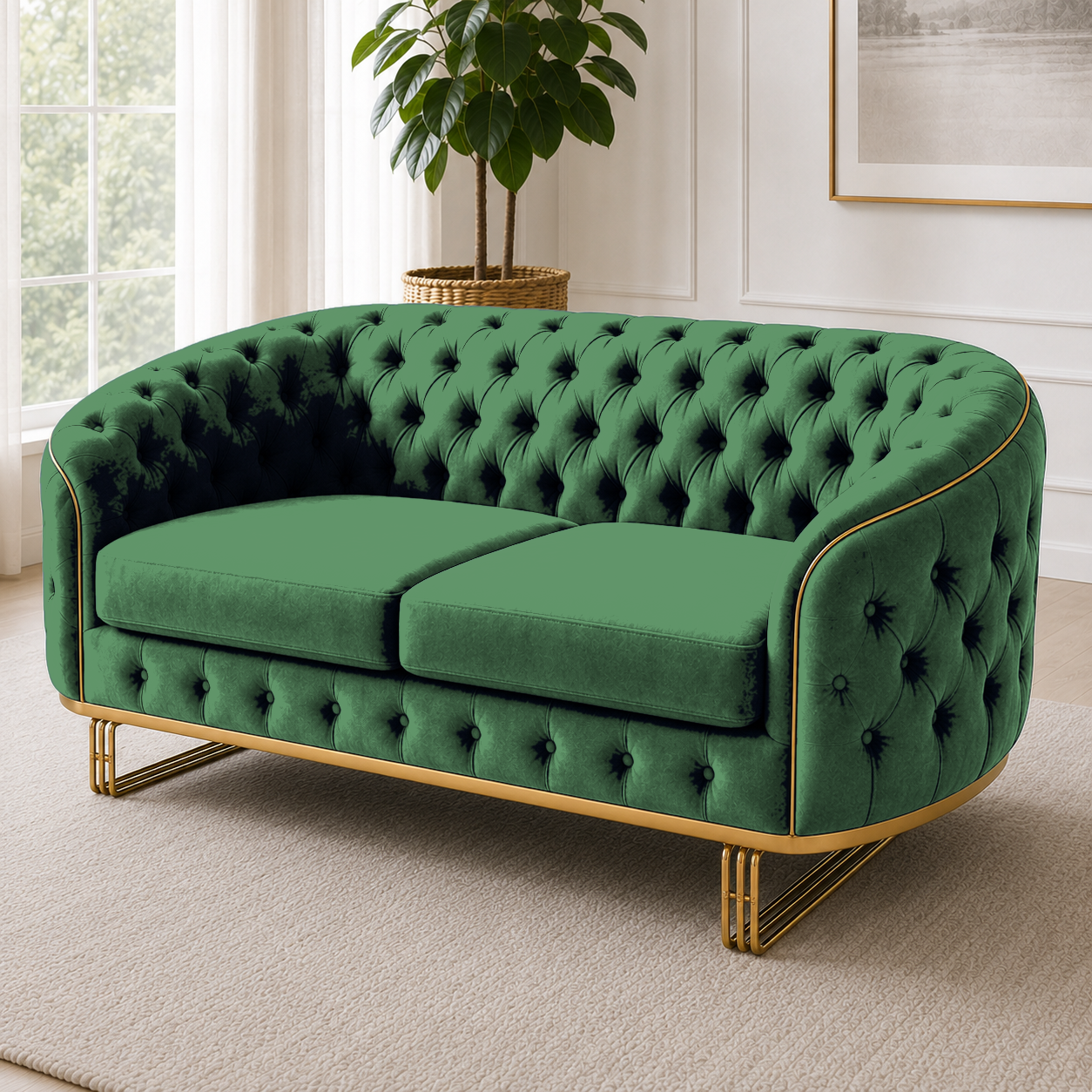 Umber 3+2+1 Sofa Set, 2 seater, green, detail view