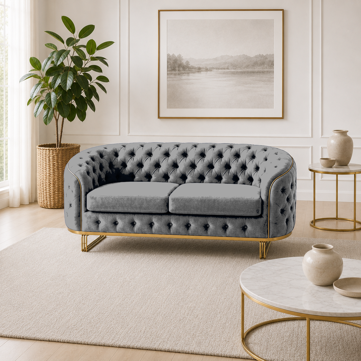 Umber 3+2+1 Sofa Set, 2 seater, grey, room view