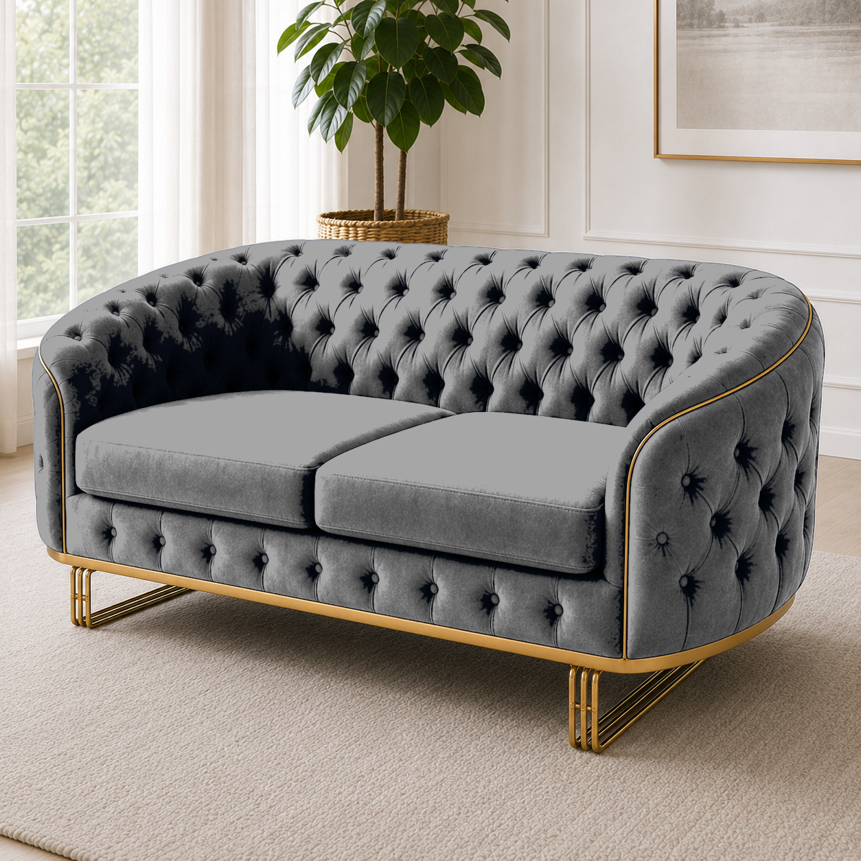 Umber 3+2+1 Sofa Set, 2 seater, grey, detail view