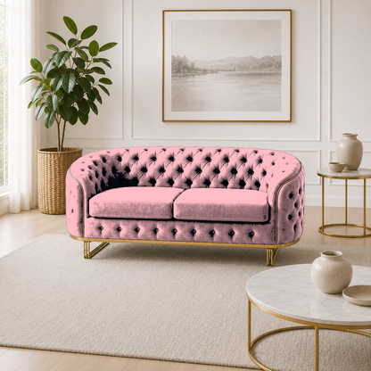 Umber 3+2+1 Sofa Set, 2 seater, pink, room view