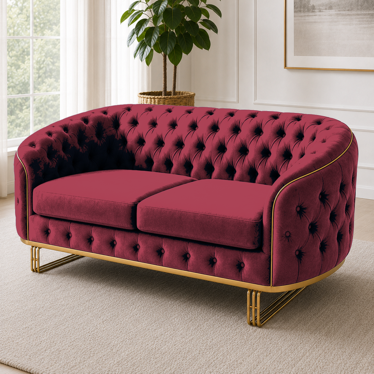 Umber 3+2+1 Sofa Set, 2 seater, red, detail view