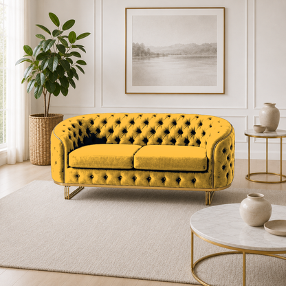 Umber 3+2+1 Sofa Set, 2 seater, yellow, room view