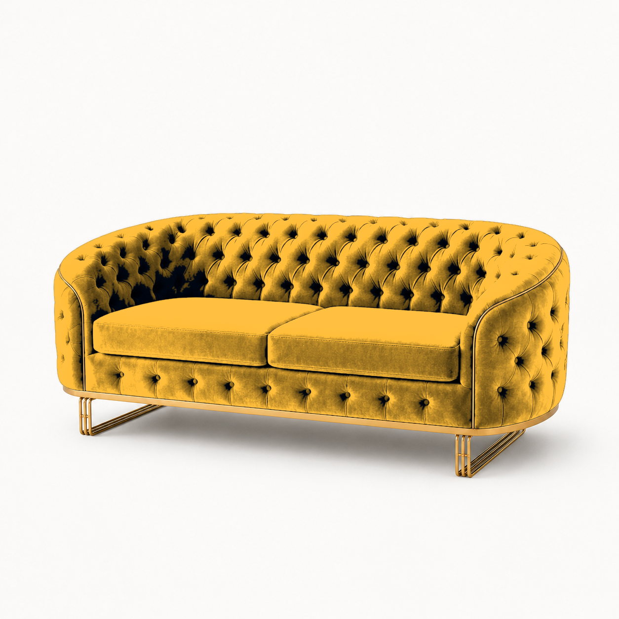 Umber 3+2+1 Sofa Set, 2 seater, yellow, studio view