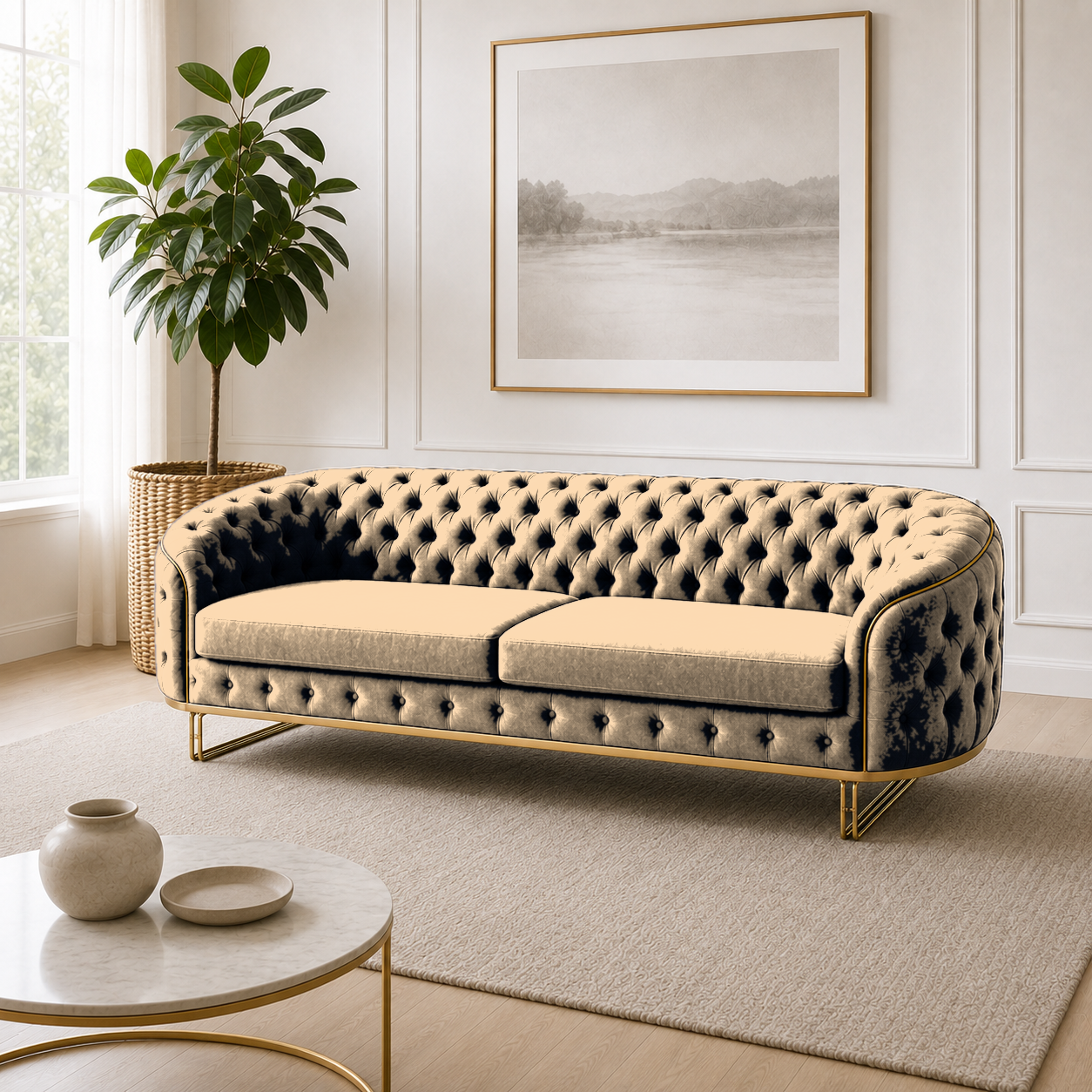 Umber 3+2+1 Sofa Set, 3 seater, beige, room view