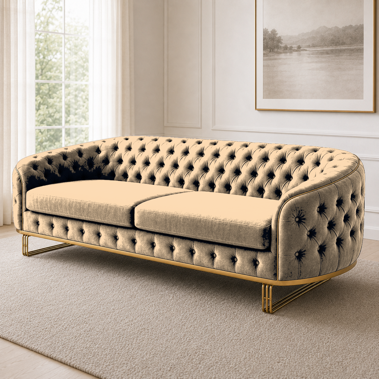 Umber 3+2+1 Sofa Set, 3 seater, beige, detail view