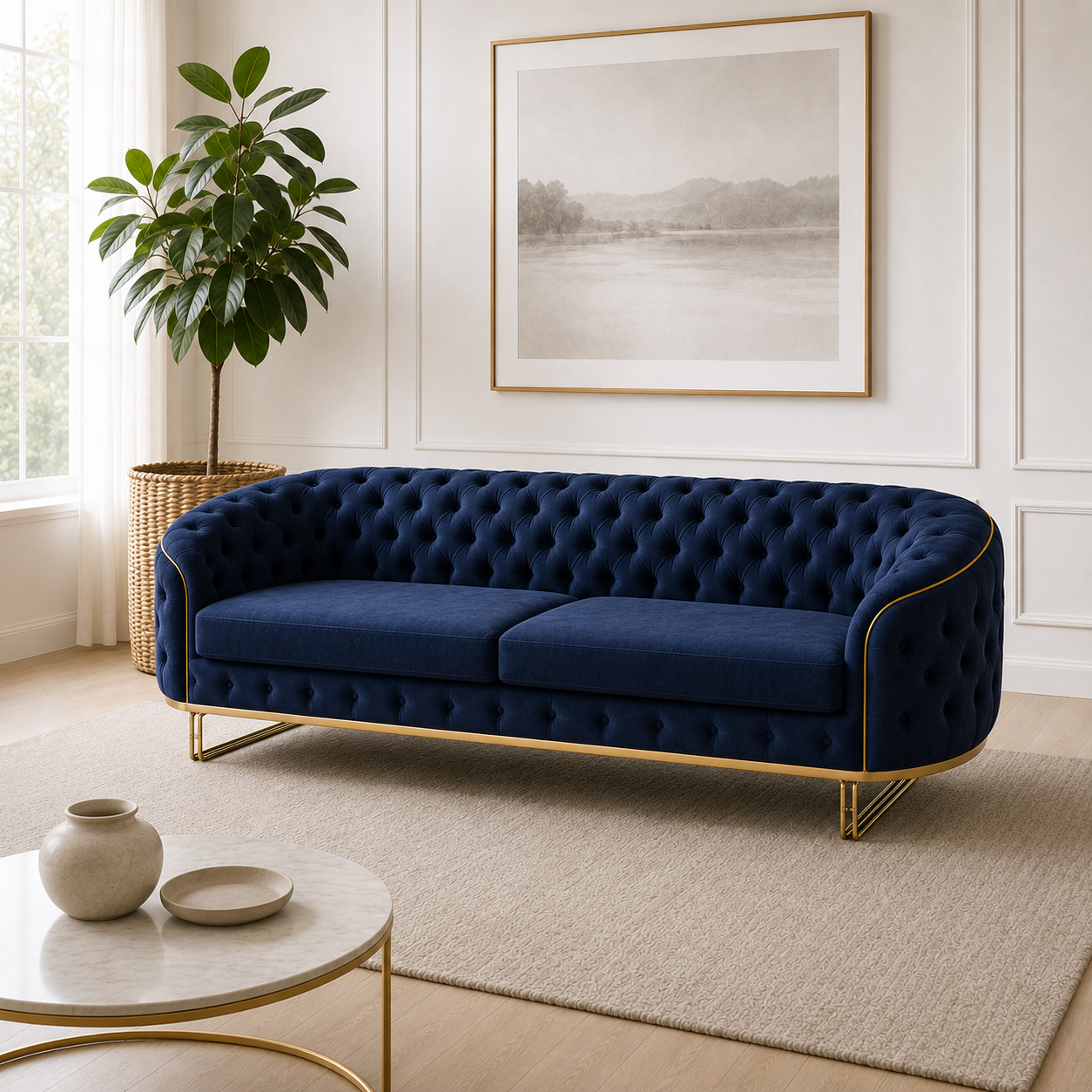 Umber 3+2+1 Sofa Set, 3 seater, blue, room view