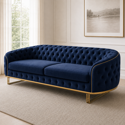 Umber 3+2+1 Sofa Set, 3 seater, blue, detail view