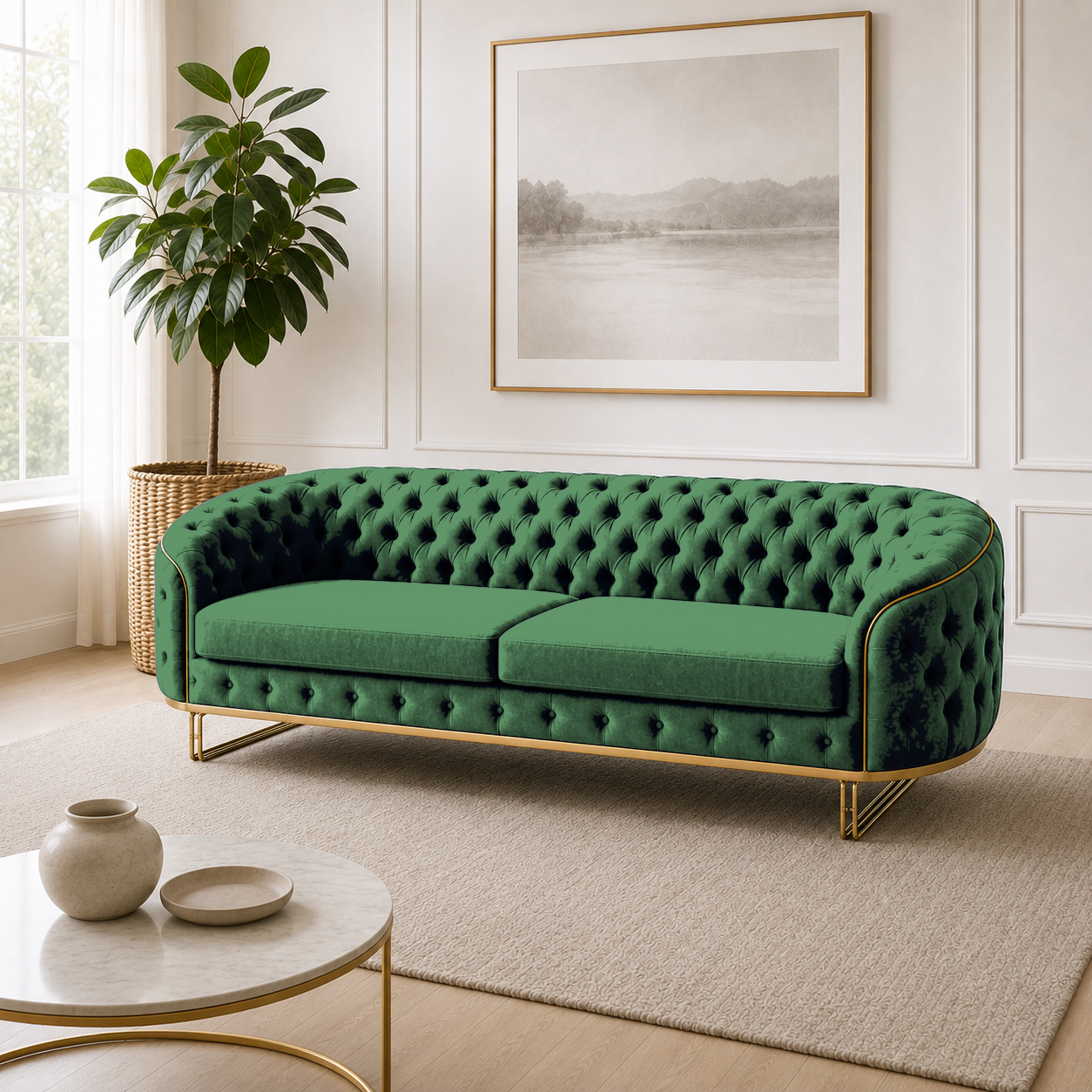 Umber 3+2+1 Sofa Set, 3 seater, green, room view