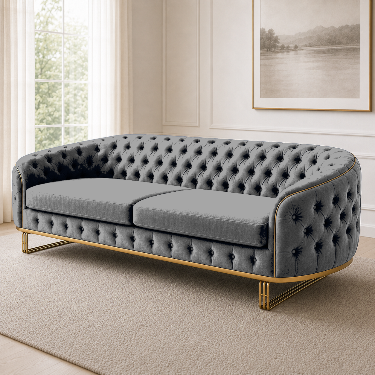 Umber 3+2+1 Sofa Set, 3 seater, grey, detail view