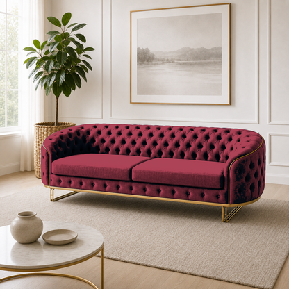 Umber 3+2+1 Sofa Set, 3 seater, red, room view