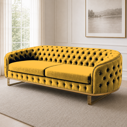 Umber 3+2+1 Sofa Set, 3 seater, yellow, detail view