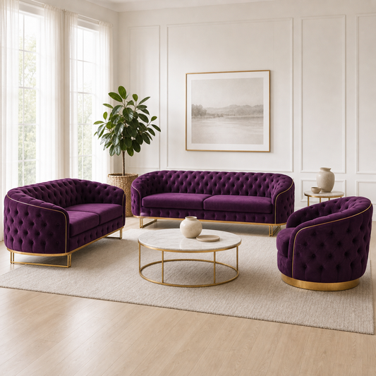 Umber - 3+2+1 Sofa Set, complete 3+2+1 sofa set in an editorial living room