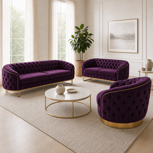 Umber - 3+2+1 Sofa Set, alternate room angle of the complete 3+2+1 sofa set