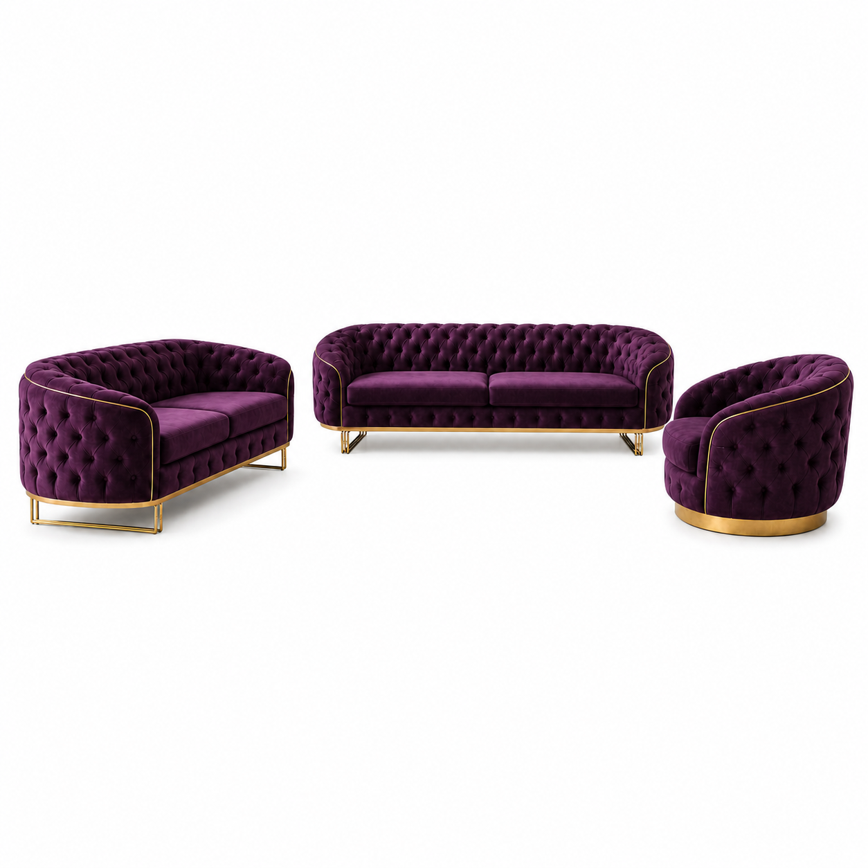 Umber - 3+2+1 Sofa Set, complete 3+2+1 sofa set front studio view