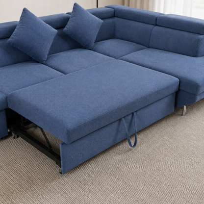 Umber - Sofa bed, source-proven open-state construction detail