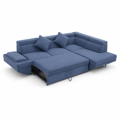 Umber - Sofa bed, open sofa-bed front studio view on pure white