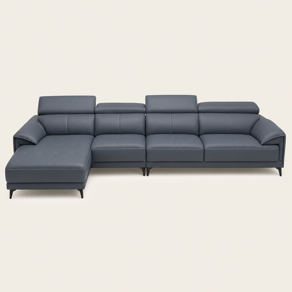 Unity - L shape sectional sofa, front studio view on neutral background