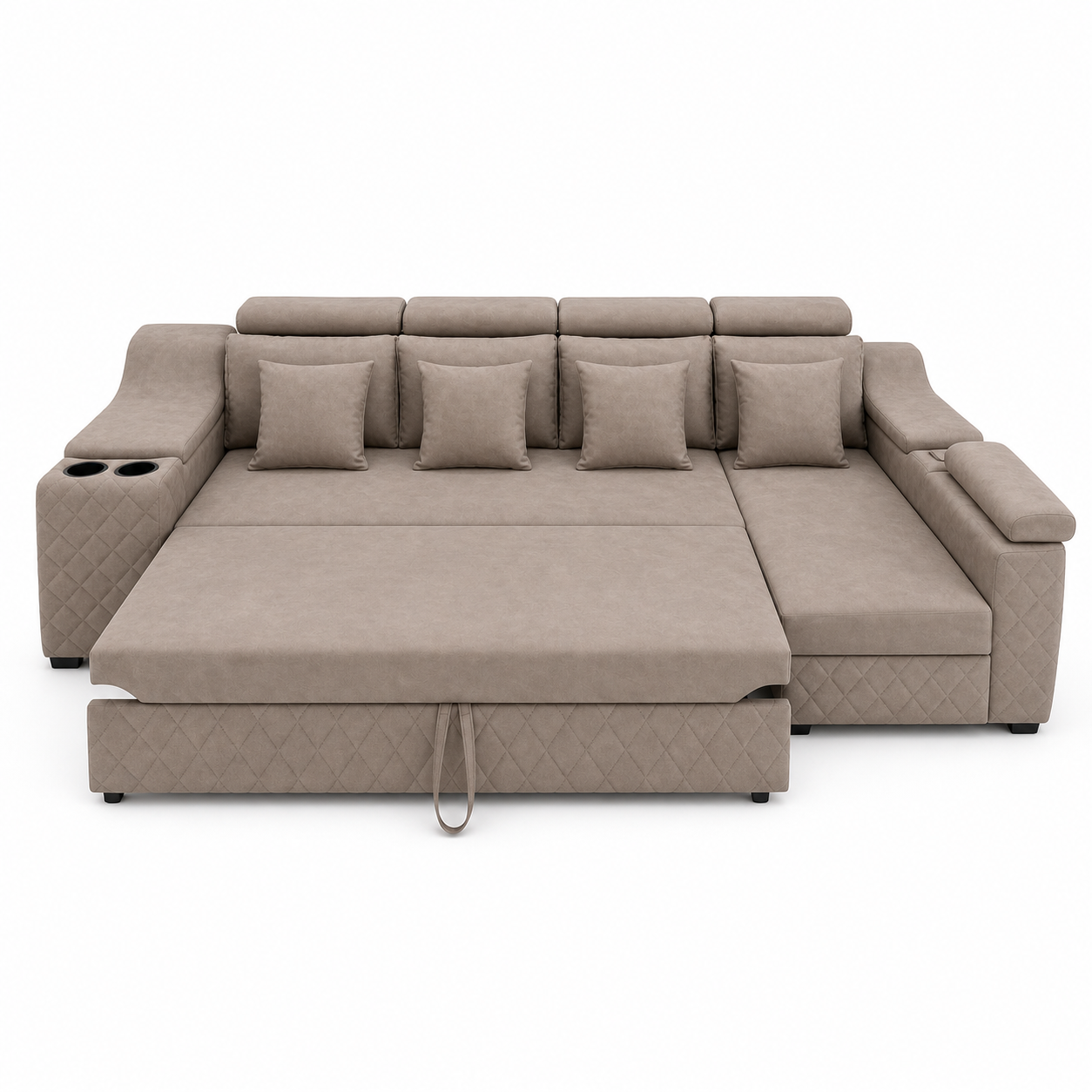Urdan - Sofa bed, open sofa-bed front studio view on pure white