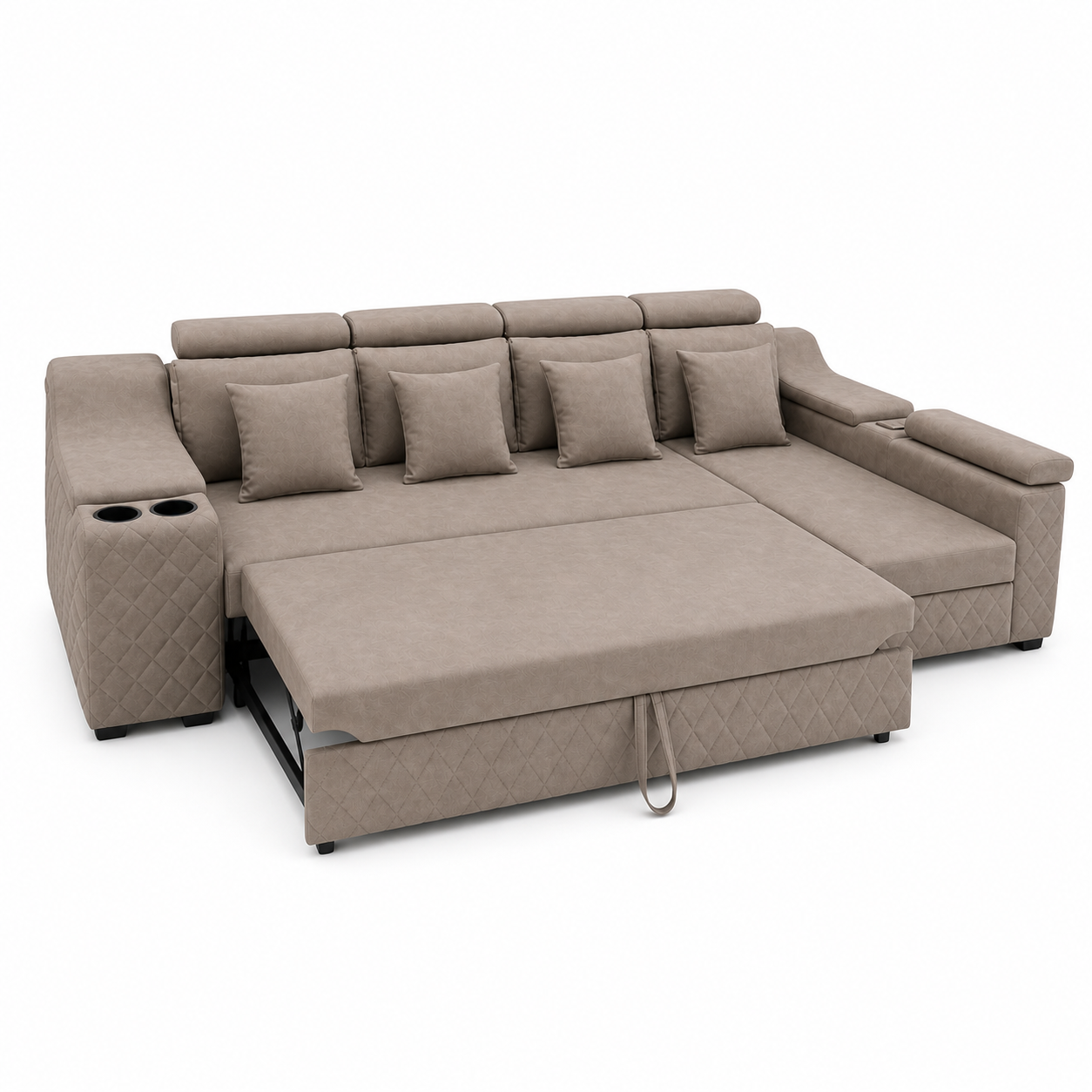 Urdan - Sofa bed, open sofa-bed side studio view on pure white
