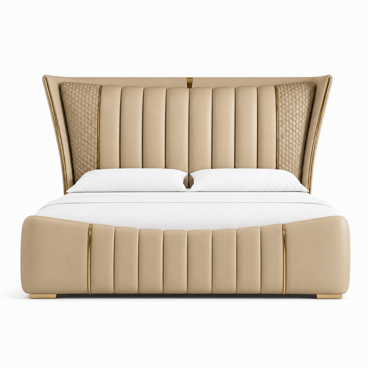 Ursa - Bed Beige plain white background view