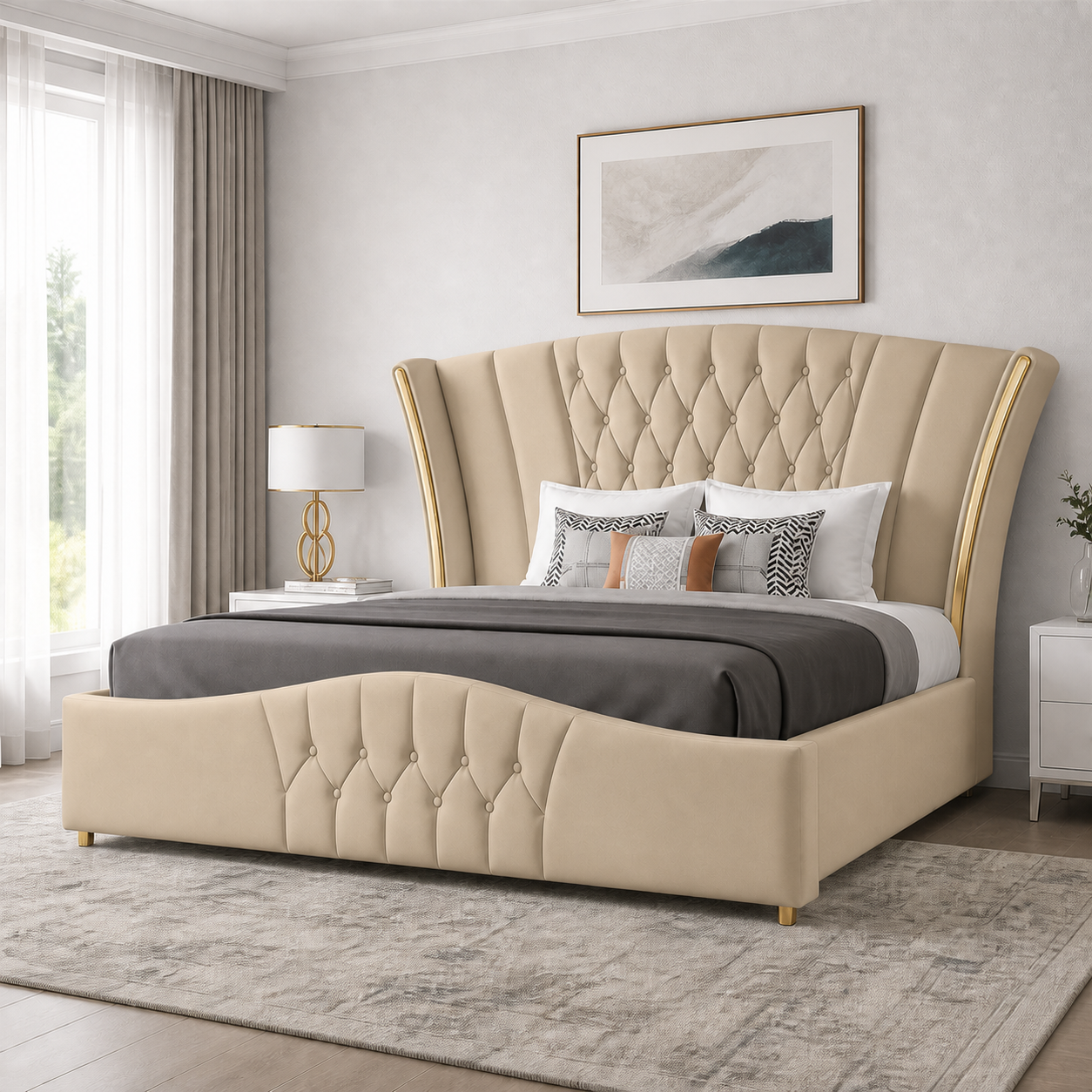 Vale - Bed Beige lifestyle view