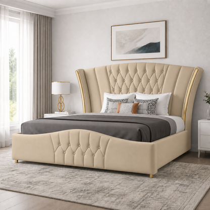 Vale - Bed Beige lifestyle view