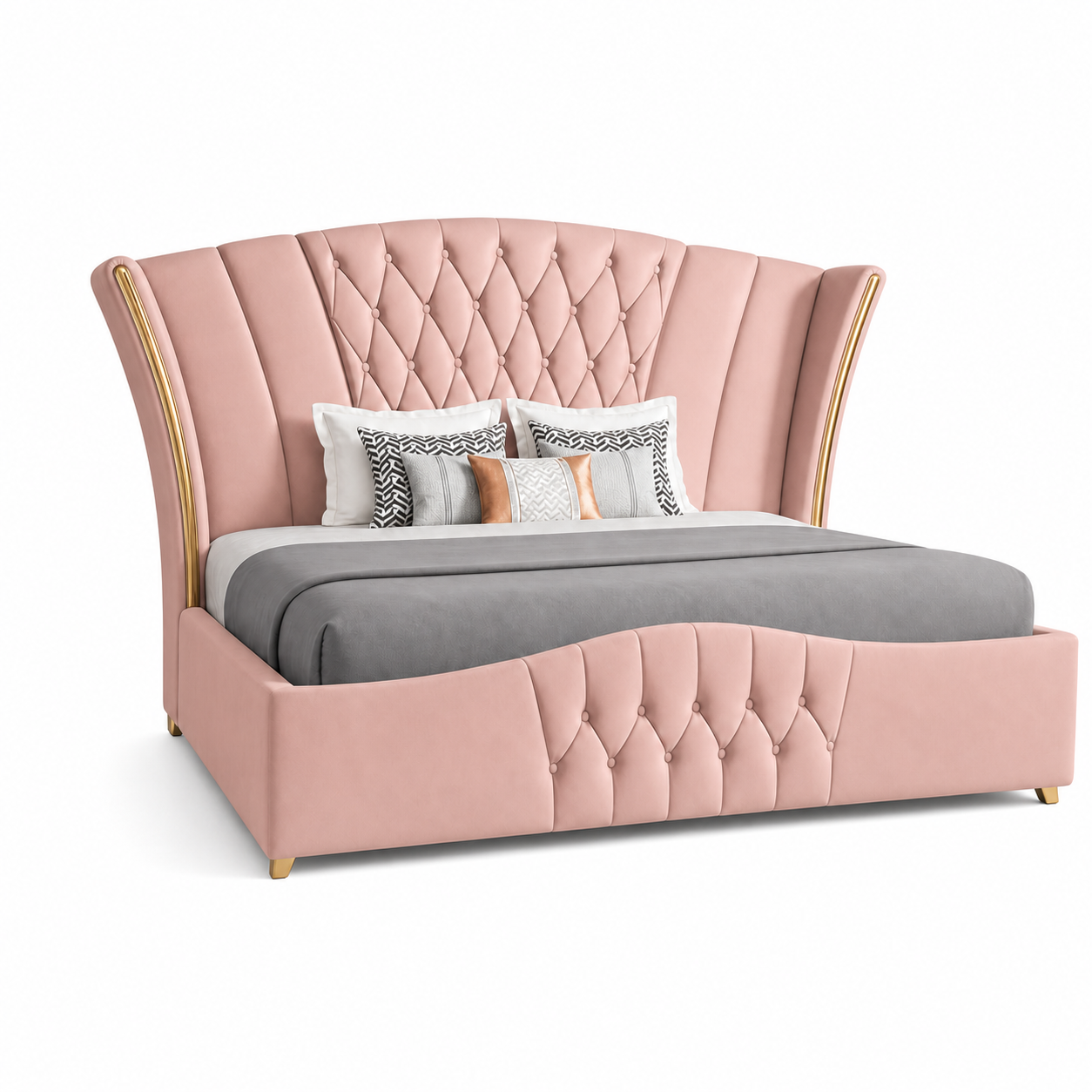 Vale - Bed Pink plain white background view