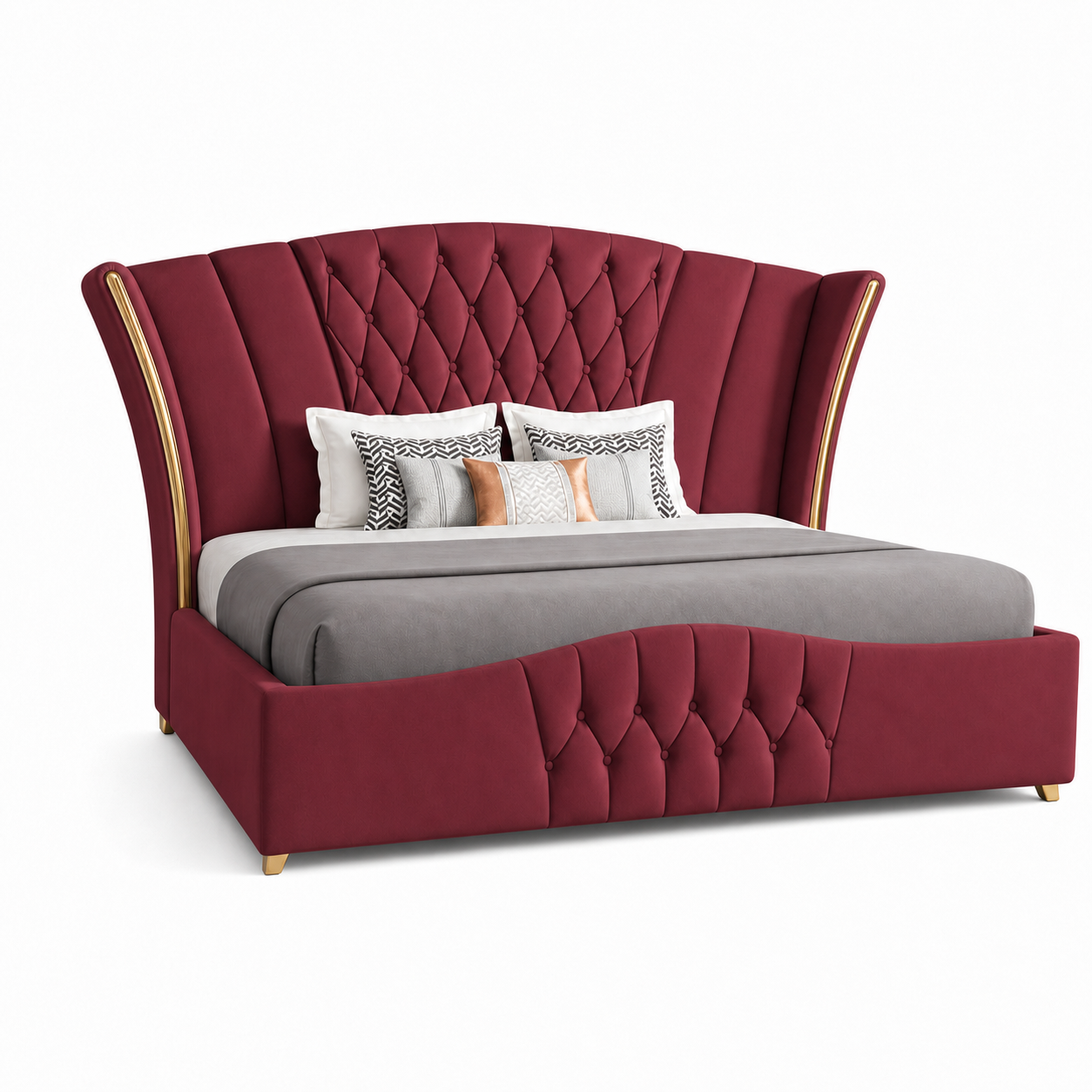 Vale - Bed Red plain white background view