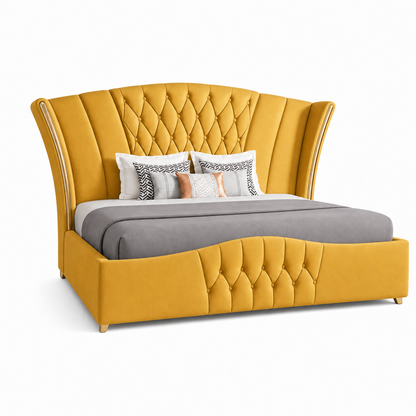 Vale - Bed Yellow plain white background view