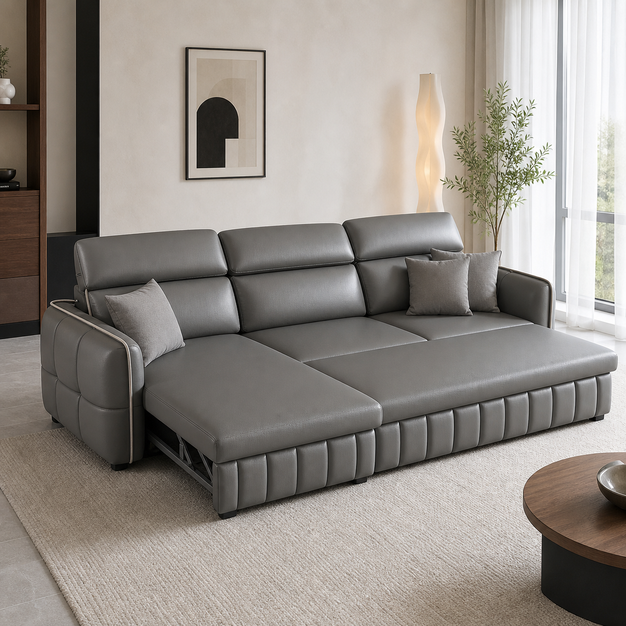 Valen - Sofa bed, fully open sofa-bed hero in a contemporary living room