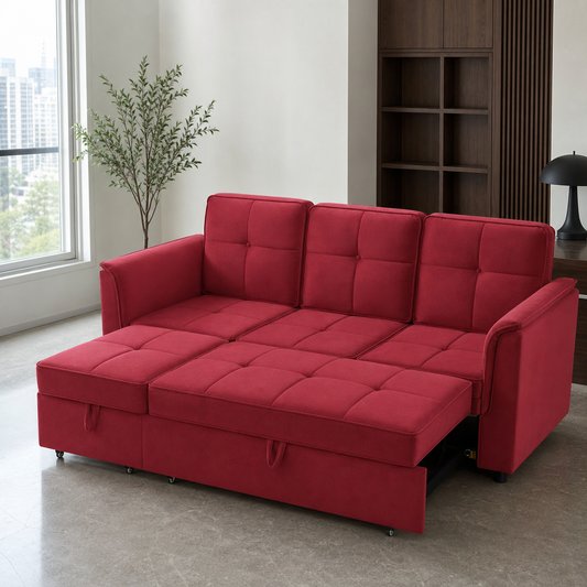 Varen - Sofa bed, fully open sofa-bed hero in a contemporary living room
