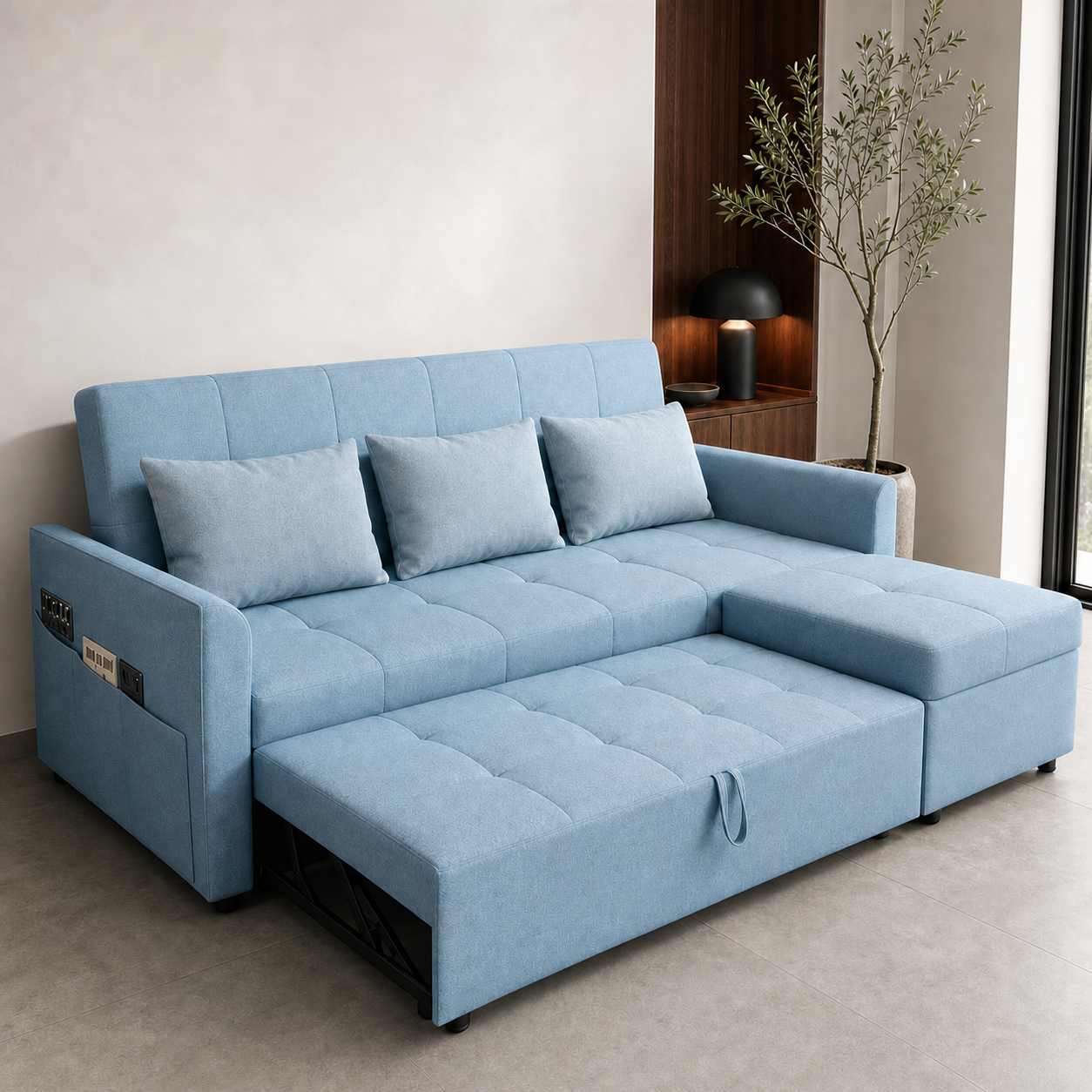 Verin - Sofa bed, source-proven open sofa-bed hero in a contemporary living room