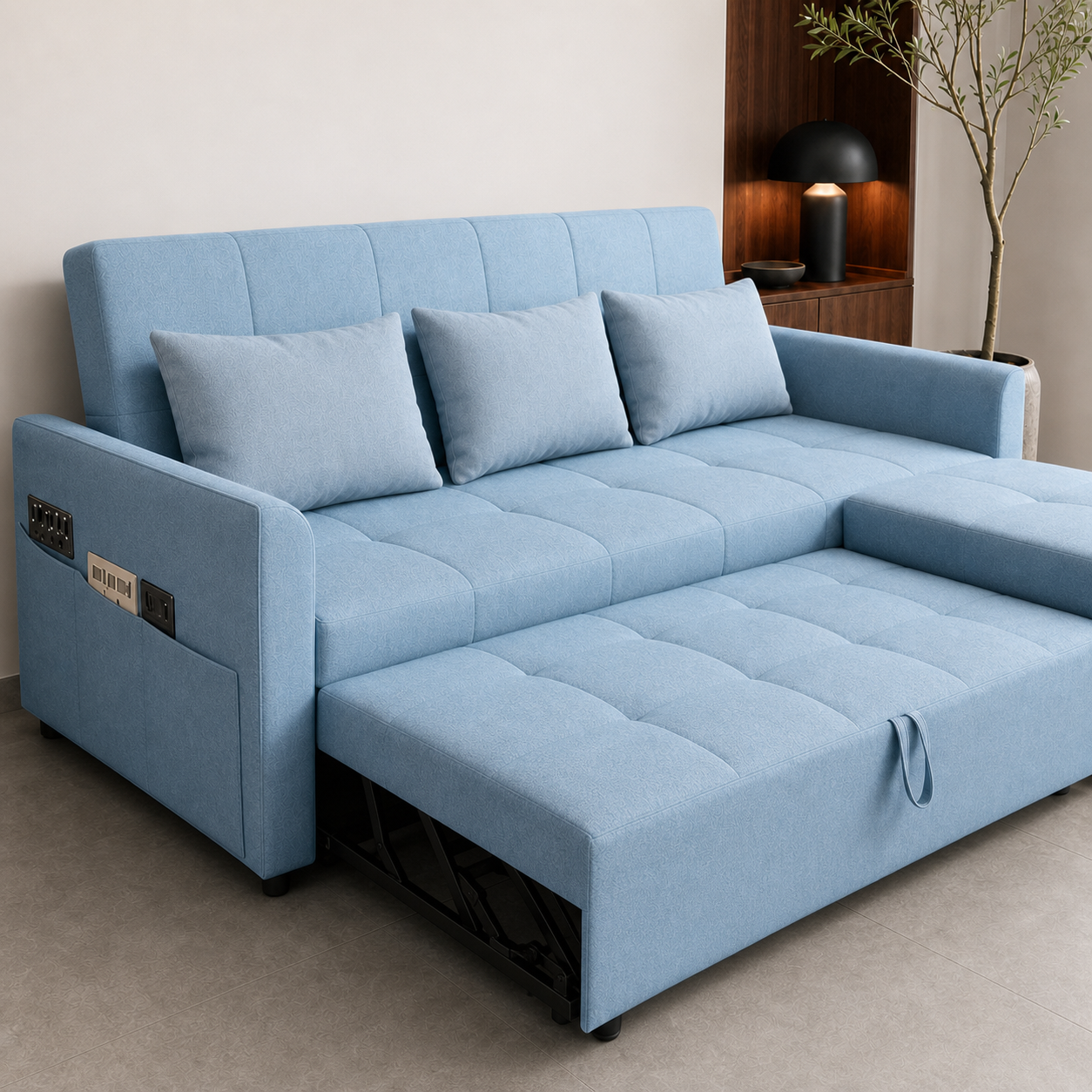 Verin - Sofa bed, source-proven open-state construction detail