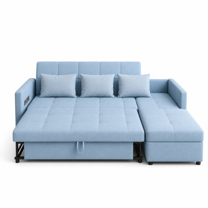 Verin - Sofa bed, open sofa-bed front studio view on pure white