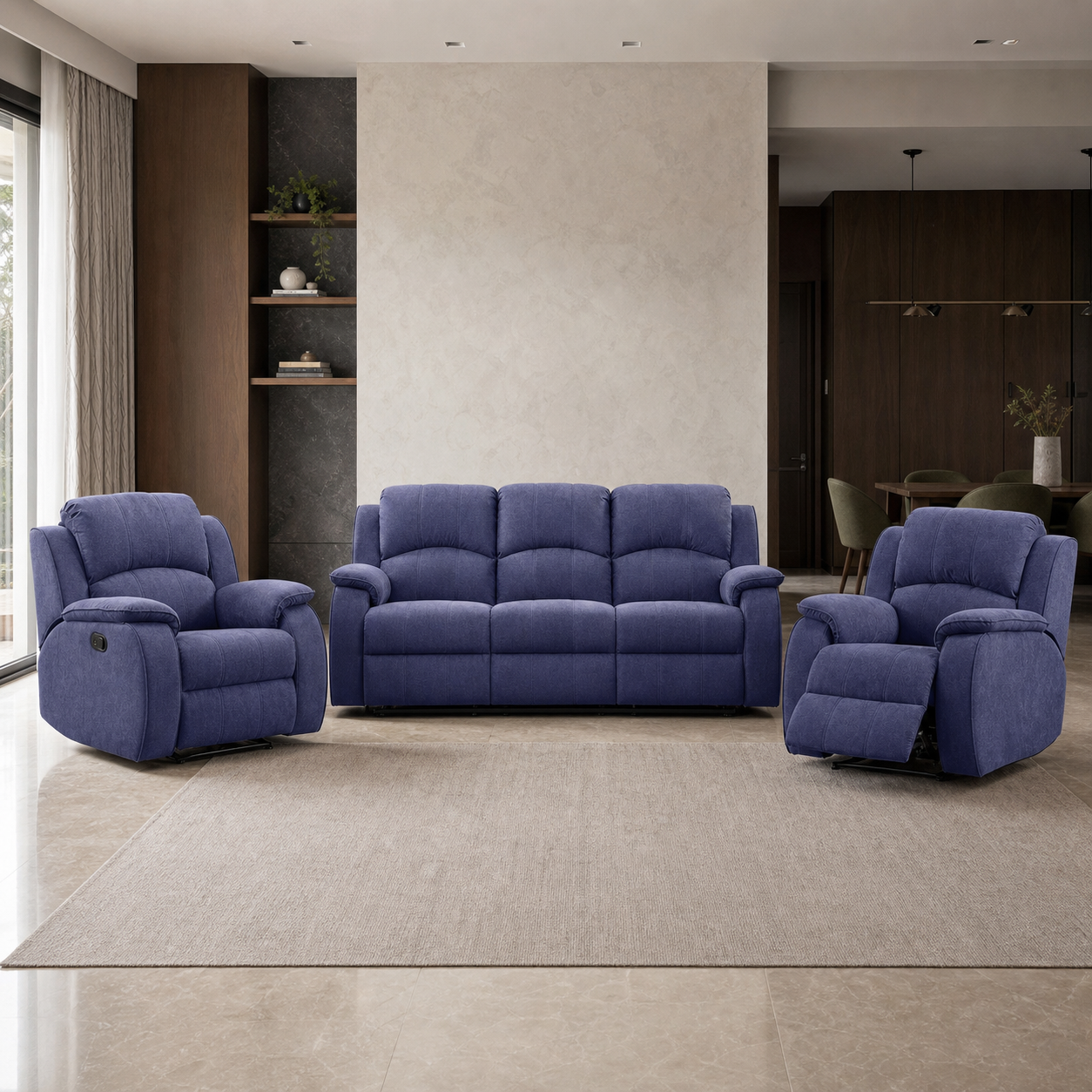 Verve Recliner complete configuration in an editorial living room