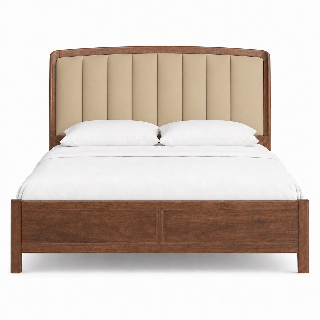 Vesta - Bed Beige plain white background view