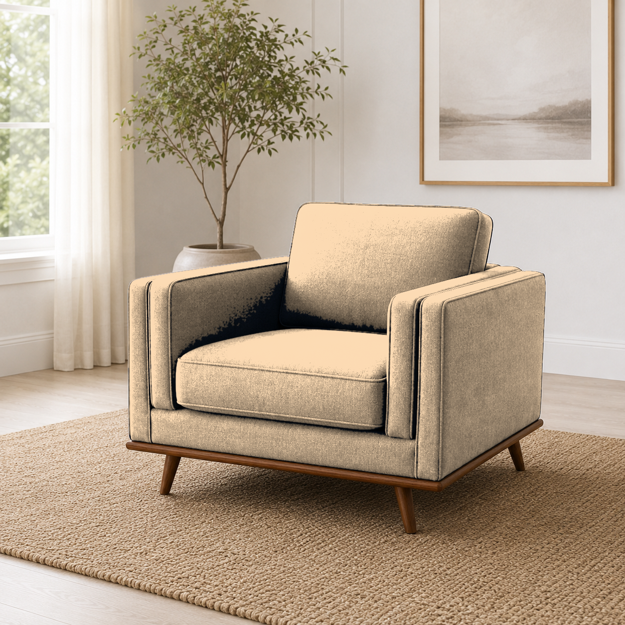 Vivid 3+2+1 Sofa Set, 1 seater, beige, room view