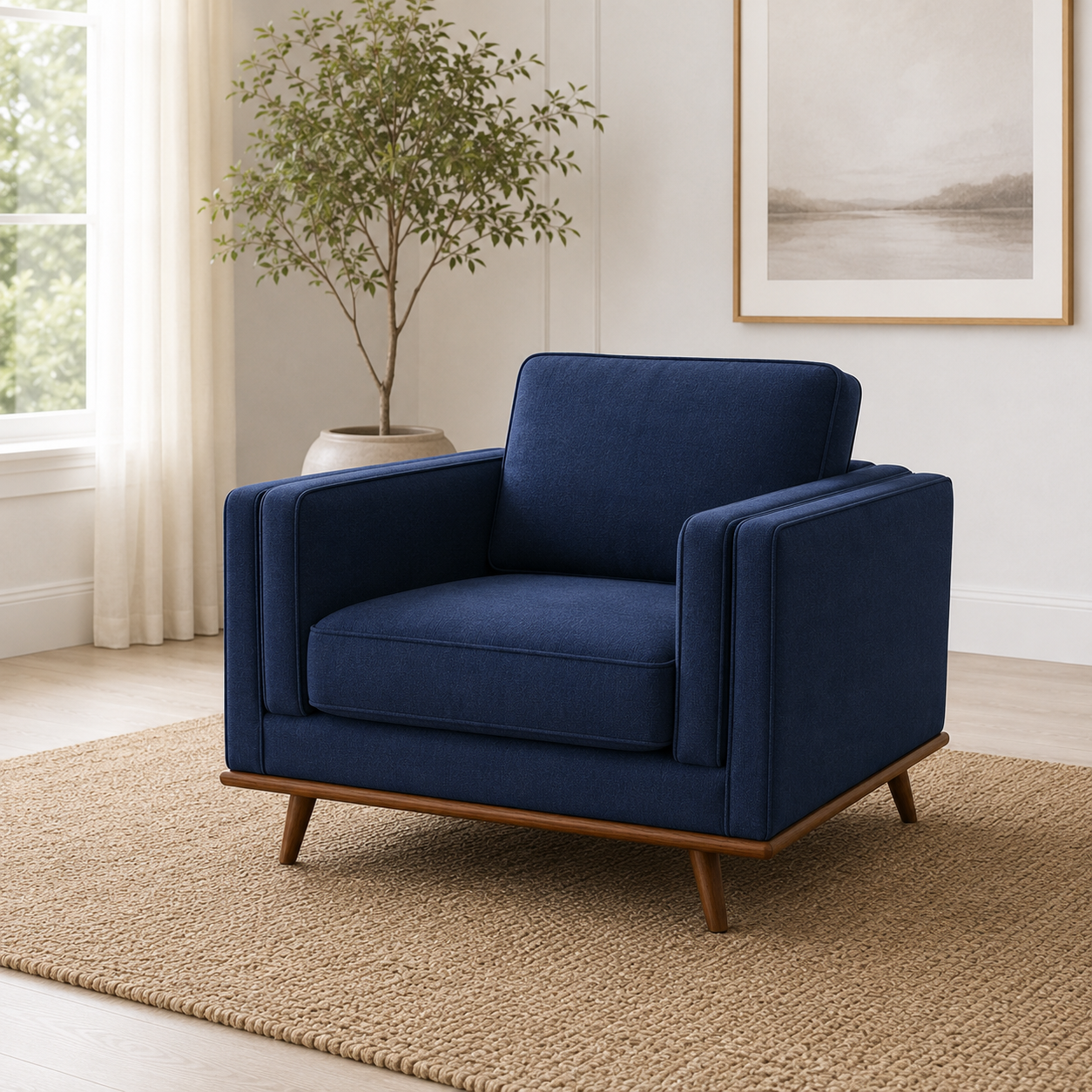 Vivid 3+2+1 Sofa Set, 1 seater, blue, room view
