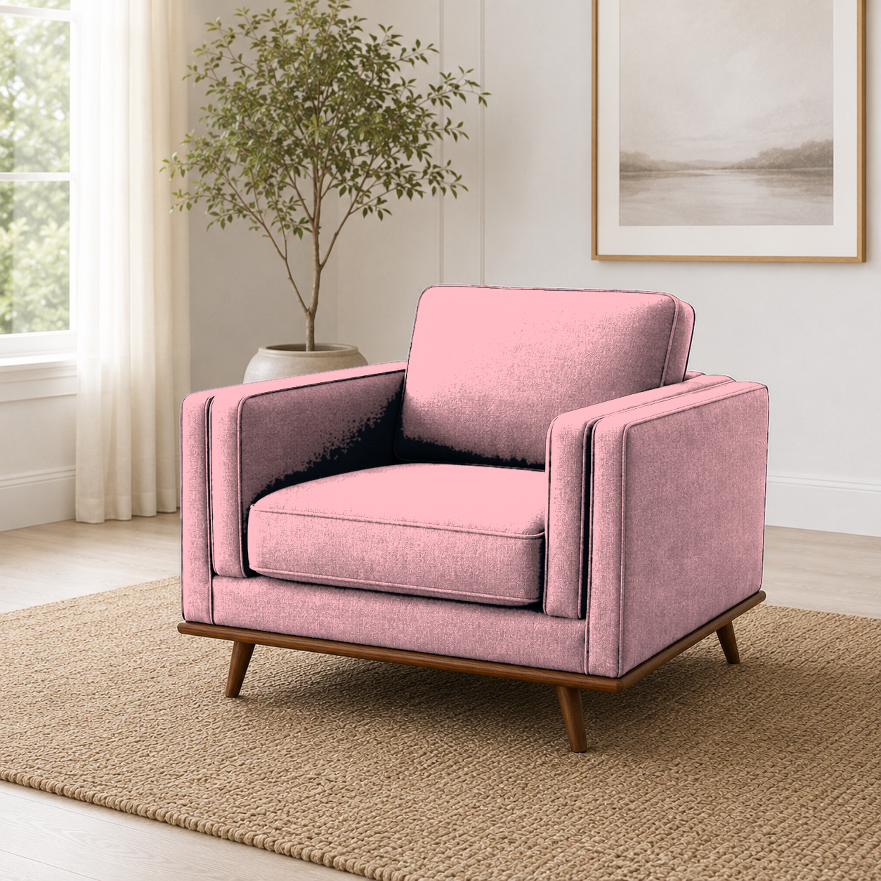Vivid 3+2+1 Sofa Set, 1 seater, pink, room view