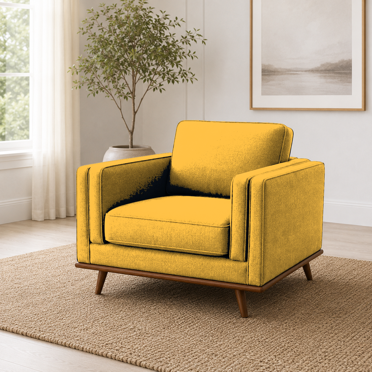 Vivid 3+2+1 Sofa Set, 1 seater, yellow, room view