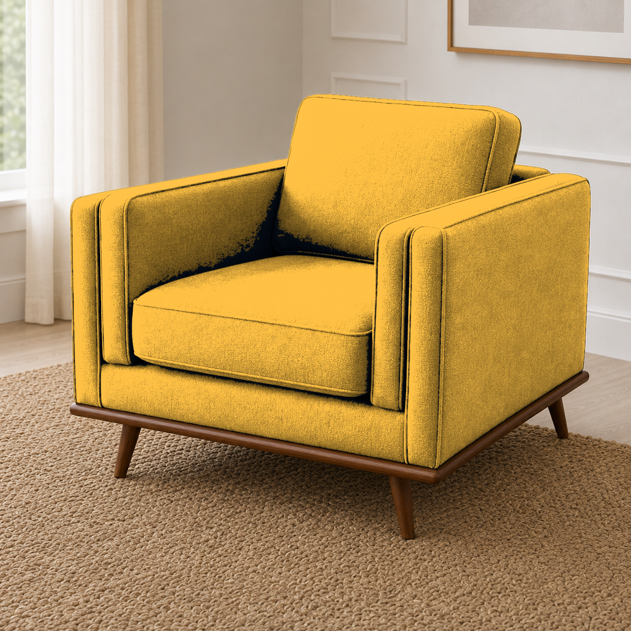Vivid 3+2+1 Sofa Set, 1 seater, yellow, detail view