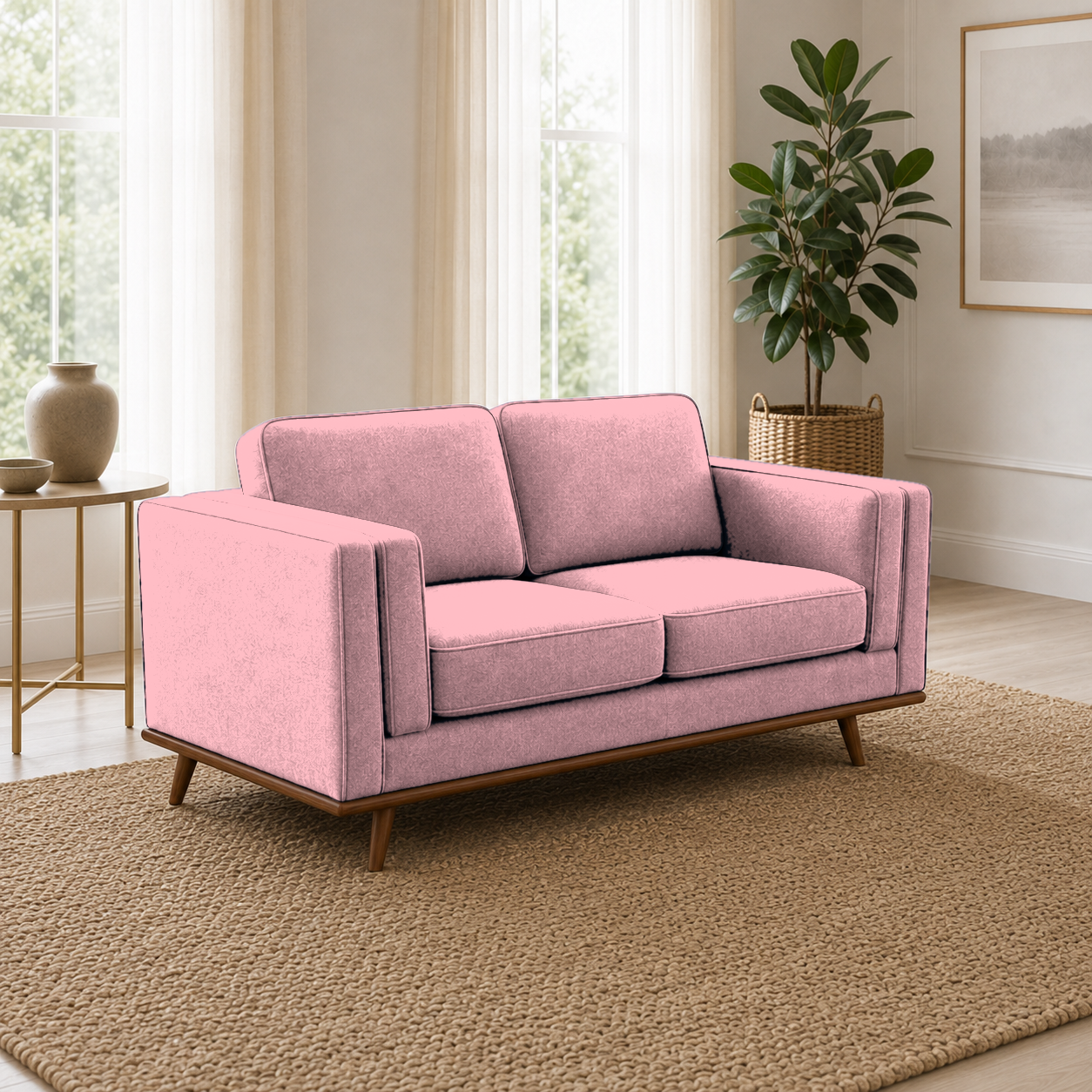 Vivid 3+2+1 Sofa Set, 2 seater, pink, room view