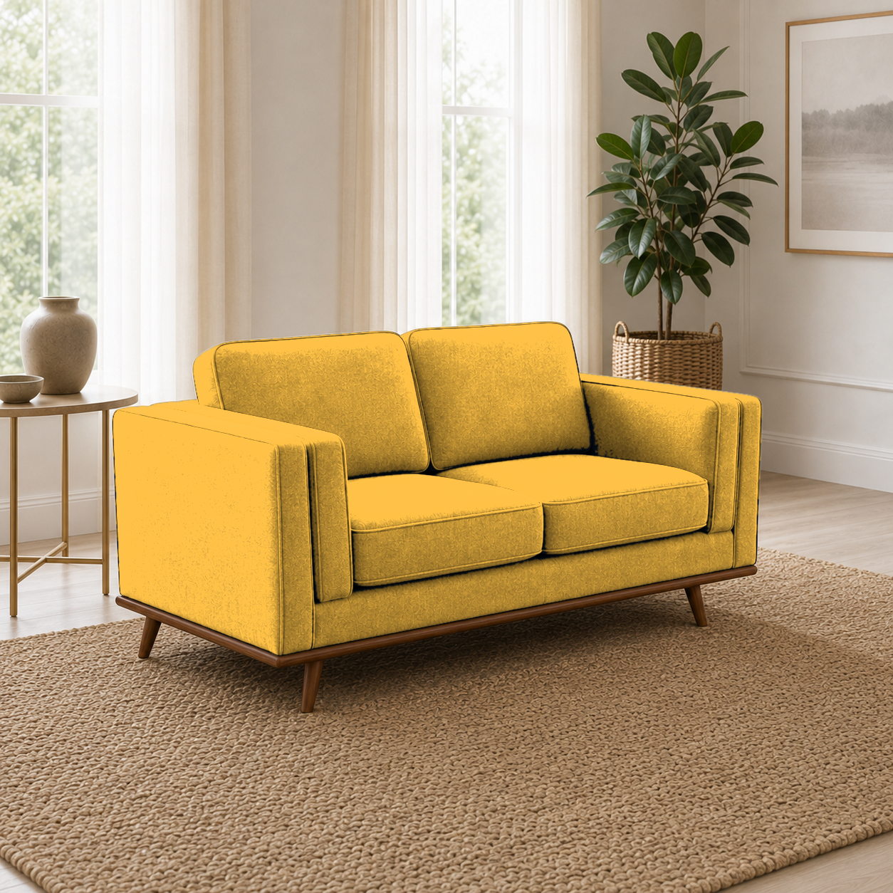 Vivid 3+2+1 Sofa Set, 2 seater, yellow, room view