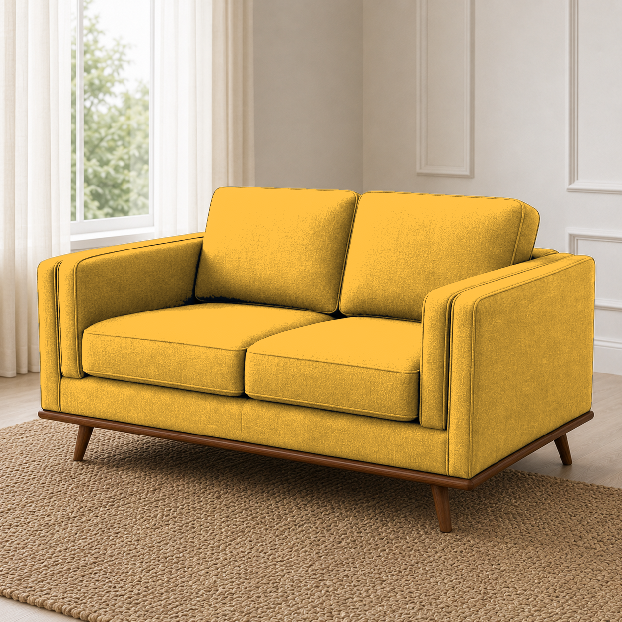 Vivid 3+2+1 Sofa Set, 2 seater, yellow, detail view